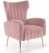 Fotele - Fotel wypoczynkowy różowy velvet VARIO złote nogi - miniaturka - grafika 1
