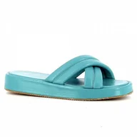 Klapki i japonki damskie - Niebieskie klapki skórzane CARINII - Carinii - miniaturka - grafika 1