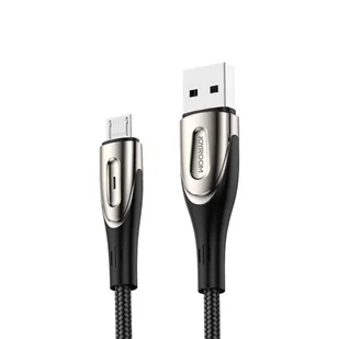 Kabel przewód USB-A - microUSB 3A wskaźnik ładowania 1.2m czarny - Kable USB - miniaturka - grafika 1