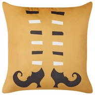 Poduszki dekoracyjne - Welurowa Poduszka Dekoracyjna Z Motywem W Buty Wiedźmy 45 X 45 Cm Pomarańczowa Covasna - miniaturka - grafika 1