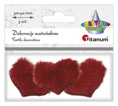 Zabawki kreatywne - Ozdoba materiałowa serca 30x40mm czerwone 3szt - Titanum - miniaturka - grafika 1