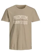Koszulki męskie - Jack & Jones Koszulka w kolorze beżowym - miniaturka - grafika 1