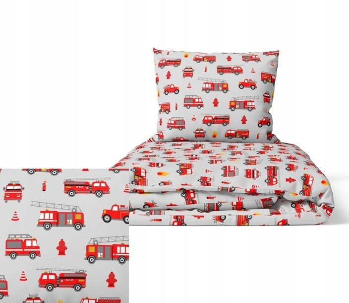 POŚCIEL DZIECIĘCA 100x140cm 2 elementy, DO ŁÓŻECZKA, wzór: Straż Szara