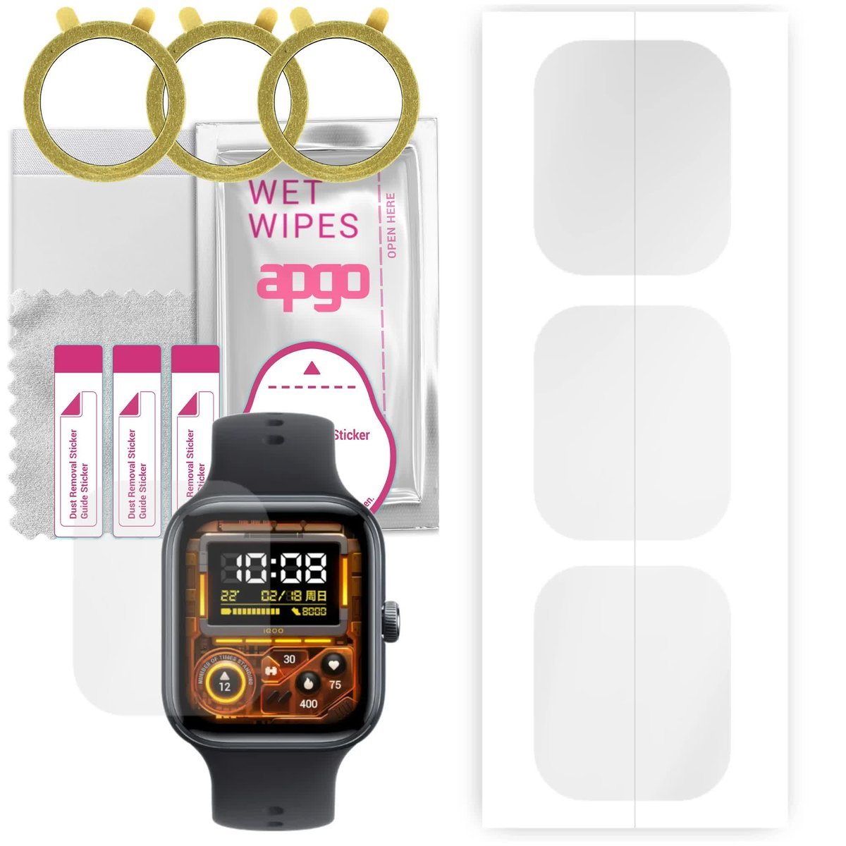 3x Folia ochronna hydrożelowa do Vivo iQOO Watch GT - apgo Smartwatch Hydrogel Protection Ochrona na ekran smartwatcha