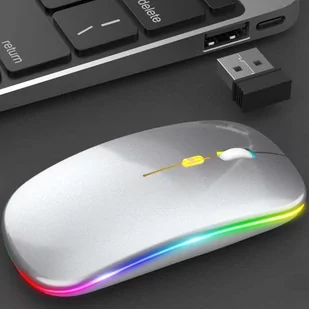 Cicha Myszka slim mysz bezprzewodowa Alogy podświetlana LED RGB do laptopa tabletu Srebrna 14567X27 - Myszki - miniaturka - grafika 11