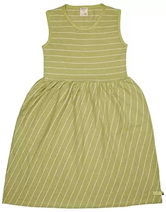 loud + proud Dziewczęca sukienka dziecięca, w paski z lnu, certyfikat GOTS, kolor awokado, 110/116, awokado, 110/116 cm - Sukienki - miniaturka - grafika 1