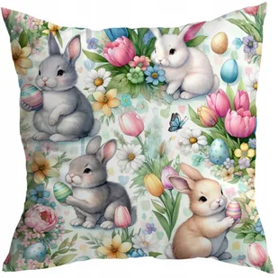 POSZEWKA WIELKANOC DEKORACYJNA 40X40 CM ŚWIĄTECZNA ZAJĄCZEK KRÓLIK WZÓR 385 - Poszewki na poduszki POSZEWKA WIELKANOC DEKORACYJNA 40X40 CM ŚWIĄTECZNA ZAJĄCZEK KRÓLIK WZÓR 385 - Poszewki na poduszki - miniaturka - grafika 1