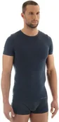 Koszulki sportowe męskie - Brubeck Koszulka męska z krótkim rękawem COMFORT WOOL granatowa L SS11030 - miniaturka - grafika 1