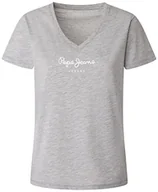 Koszulki i topy damskie - Pepe Jeans Damska koszulka z dekoltem w serek Wendy, Szary (szary Marl), XS - miniaturka - grafika 1