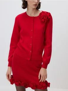 Reserved - Kardigan z aplikacją - czerwony - Swetry damskie - miniaturka - grafika 1