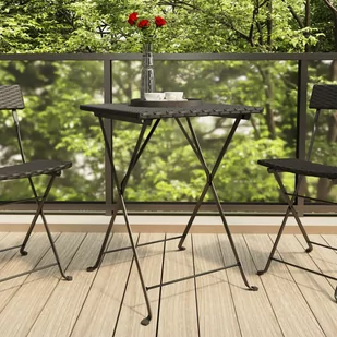 vidaXL Składany stolik bistro, czarny, 55x54x71 cm, polirattan - Stoły ogrodowe - miniaturka - grafika 1