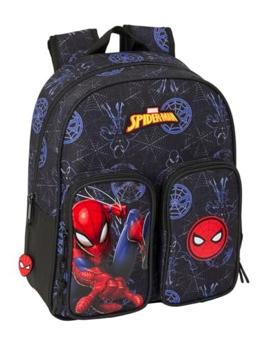 Safta SPIDERMAN ATTACK - Plecak szkolny dla dzieci, idealny dla dzieci w różnym wieku, wygodny i wszechstronny, jakość i wytrzymałość, 27 x 10 x 33 cm, Czarny (Black), M, Casual