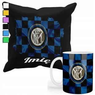 ZESTAW KUBEK + PODUSZKA Z POSZEWKĄ- PREZENT DLA FANATYKA INTER MILAN + IMIĘ - Gadżety dla niej i dla niego - miniaturka - grafika 1