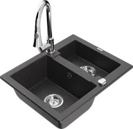Zlewozmywaki z baterią - Mexen Carlos zlewozmywak granitowy 1,5-komorowy z baterią kuchenną Elia, czarny nakrapiany - 6518-76-670101-00 - miniaturka - grafika 1
