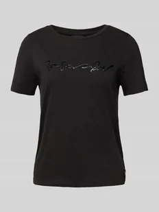 T-shirt z nadrukiem z logo - Koszulki i topy damskie - miniaturka - grafika 1