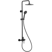 Zestawy prysznicowe - Zestaw prysznicowy natynkowy KFA ARMATURA Moza 5036-910-81 z deszczownicą Czarny - miniaturka - grafika 1