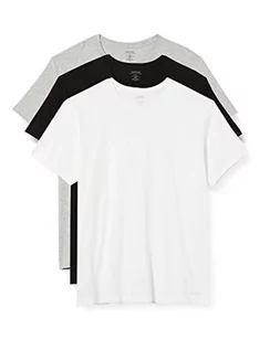 Koszulki męskie - Calvin Klein T-shirt męski, 3-pak, rozmiar S/S, Crew Neck, 3 szt., z okrągłym dekoltem, Czarny/biały/szary Heather, M - grafika 1
