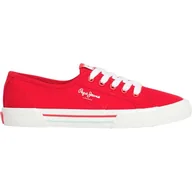 Trampki damskie - Pepe Jeans Damskie trampki BRADY BASIC W, czerwone (czerwone), 3 UK, Czerwony, 3 UK - miniaturka - grafika 1