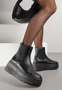 Czarne Botki Sztyblety Vices na Grubej Podeszwie Redvire - Botki damskie - miniaturka - grafika 1