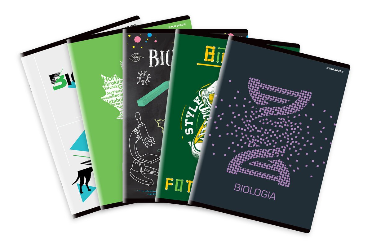 Brulion w kratkę, A5, Biologia, mix wzorów