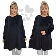 Bluzki damskie - LUŹNA BLUZA WELUROWA otulająca tunika bluzka BAWEŁNA 50 52 5XL 6XL 3173 - miniaturka - grafika 1