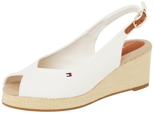 TOMMY HILFIGER Espadryle damskie FLAGA MID WEDGE ESPAD SLINGBACK, BIAŁA (Ecru), 36 UK, Biały Ecru, 39 EU