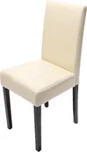 Krzesła - Krzesło do jadalni Littau, krzesło kuchenne, skóra ~ kremowy, ciemne nogi - miniaturka - grafika 1
