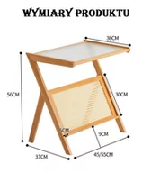 Ławy i stoliki kawowe - Bambusowy stolik z ratanową półką - jasnobrązowy, długość 45 cm - miniaturka - grafika 1