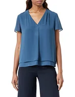 Bluzki damskie - s.Oliver BLACK LABEL Damska bluzka o wyglądzie warstwowym, Niebieski zielony, 32 - miniaturka - grafika 1