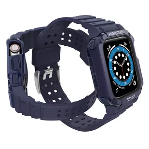 Protect Strap Band opaska z etui do Watch 7 / 6 / 5 / 4 / 3 / 2 / SE (41 / 40 / 38mm) obudowa pancerny pokrowiec na zegarek niebieski - Etui i futerały do telefonów - miniaturka - grafika 3