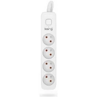 Listwy zasilające - Przedłużacz KERG z wyłącznikiem M02396 4-gniazdowy 3m 3×1,5mm2 H05VV-F 16A/250V biały - miniaturka - grafika 1