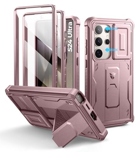 Dexnor Etui do Samsung Galaxy S24 Ultra z wbudowaną osłoną kamery przesuwnej, ochrona wyświetlacza i podpórką, wytrzymałe etui na telefon komórkowy, ochrona całego ciała, ochrona przed uderzeniami,