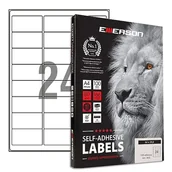Etykiety do drukarek - Emerson 64 x 33,8 mm, 24 szt. / arkusze, 100 arkuszy A4, uniwersalne, samoprzylepne etykiety do opisywania, etykiet do opisywania, naklejki do drukowania etykiet - miniaturka - grafika 1