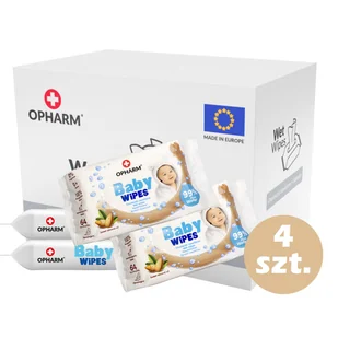Zestaw - Chusteczki nawilżane Opharm Baby Wipes Sweet Almond 4x64 szt - Chusteczki nawilżane - miniaturka - grafika 1