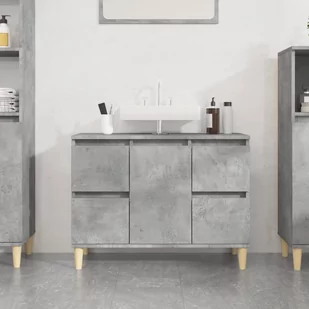 vidaXL Szafka pod umywalkę, szarość betonu, 80x33x60 cm - Toaletki - miniaturka - grafika 1