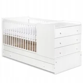 Pościel dla dzieci - Łóżko Łóżeczko Dla Dziecka Z Komoda Szuflada Na Pościel Szczeble 3W1 Białe - miniaturka - grafika 1