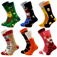 Skarpetki męskie - 6 x Skarpety Męskie 90% BAWEŁNA KAŻDA PARA INNA Śmieszne NIE DO PARY 44-46 - miniaturka - grafika 1