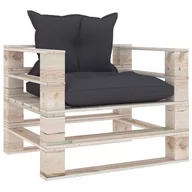 Sofy ogrodowe - vidaXL Sofa ogrodowa z palet, antracytowe poduszki, drewno sosnowe - miniaturka - grafika 1