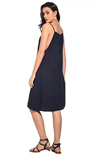 Bonateks damska sukienka tunika 100% lniana wyprodukowana we Włoszech, okrągły dekolt i składany przód tunika bez rękawów, czarna, rozmiar: XL, czarny, XL - Sukienki - miniaturka - grafika 1