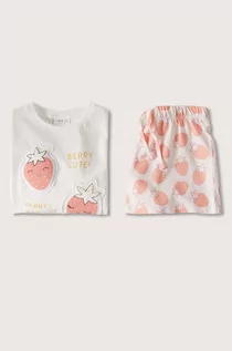 Piżamy damskie - Mango Kids Mango Kids piżama bawełniana dziecięca Berryb kolor różowy z nadrukiem - grafika 1