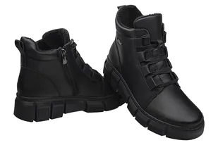 Trzewiki Botki HELIOS Komfort 523 2-011 Czarne ocieplane na Haluksy - Botki damskie - miniaturka - grafika 4