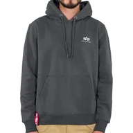 Bluzy męskie - Bluza ALPHA INDUSTRIES SMALL LOGO ciemnoszary (greyblack) kaptur 196318 136-XL - miniaturka - grafika 1
