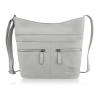 Torebki damskie - Torebka damska skórzana na ramię pojemna szara listonoszka AY-23-GRE - miniaturka - grafika 1