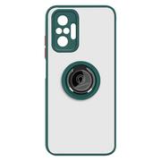 Etui i futerały do telefonów - Etui Xiaomi Redmi Note 10 Pro Bi-materiał Metal Ring Funkcja Stojak zielony - miniaturka - grafika 1