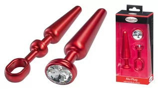 Biżuteria erotyczna - MALESATION Alu-Plug with handle & crystal medium, red - grafika 1