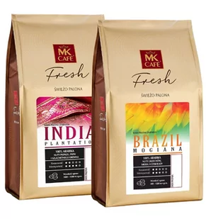 ZESTAW - Kawa ziarnista MK Fresh India Plantation 1kg + kawa ziarnista MK Fresh Brazil Mogiana 1kg - Kawa - miniaturka - grafika 1