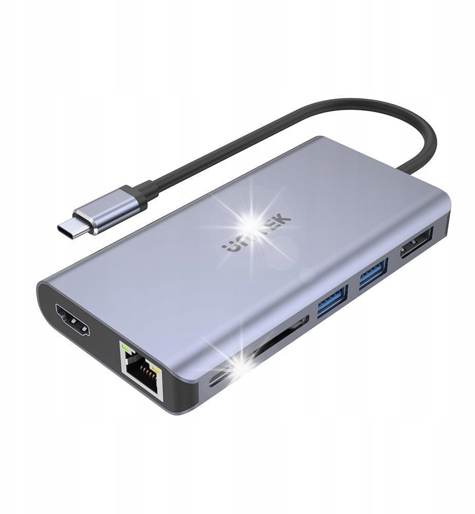 HUB USB Unitek USB-C - 2x USB 3.1 HDMI DP RJ-45 czytnik SD
