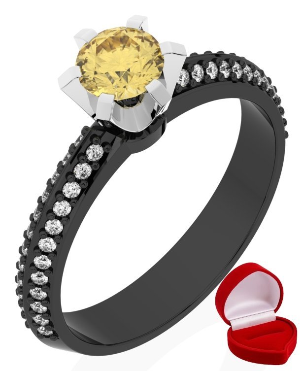 ZŁOTY PIERŚCIONEK ZARĘCZYNOWY 585 14k SZAFIR 0,30 ct CZARNE ZŁOTO R7