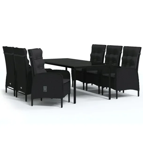 Zestaw mebli ogrodowych czarny, stół 140x70x74 cm, krzesła 58x63x108 cm