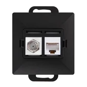 Gniazdka elektryczne - Gniazdo Perła typu F / RJ45 czarny mat - miniaturka - grafika 1